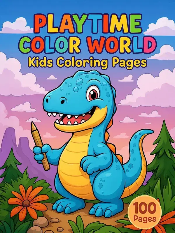 Playtime Color World - 100 Kids Coloring Pages printable coloring book cover