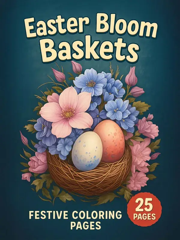 Easter Bloom Baskets – 25 Festive Coloring Pages printable coloring book cover