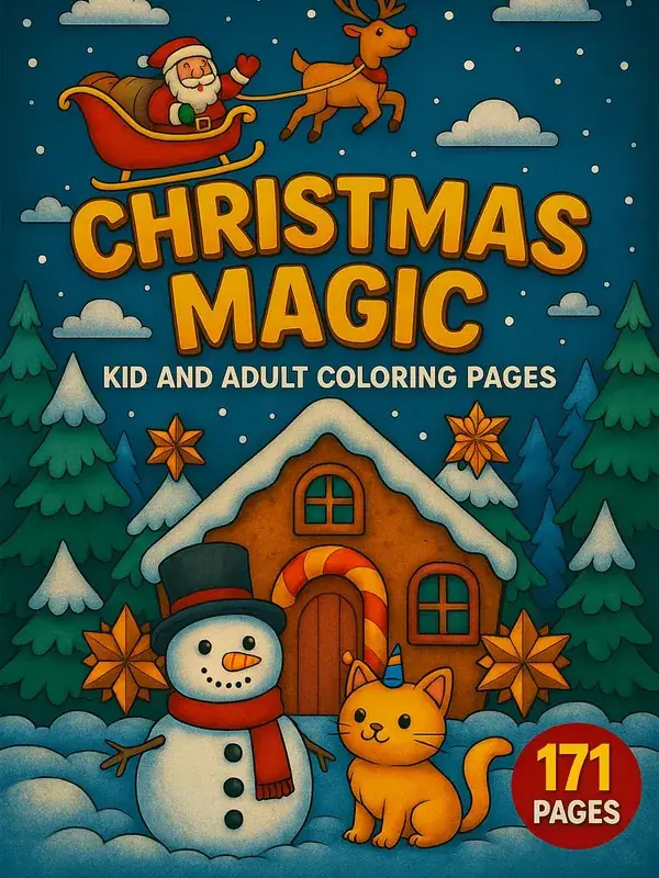 Christmas Magic – 171 Holiday-Themed Coloring Pages printable coloring book cover
