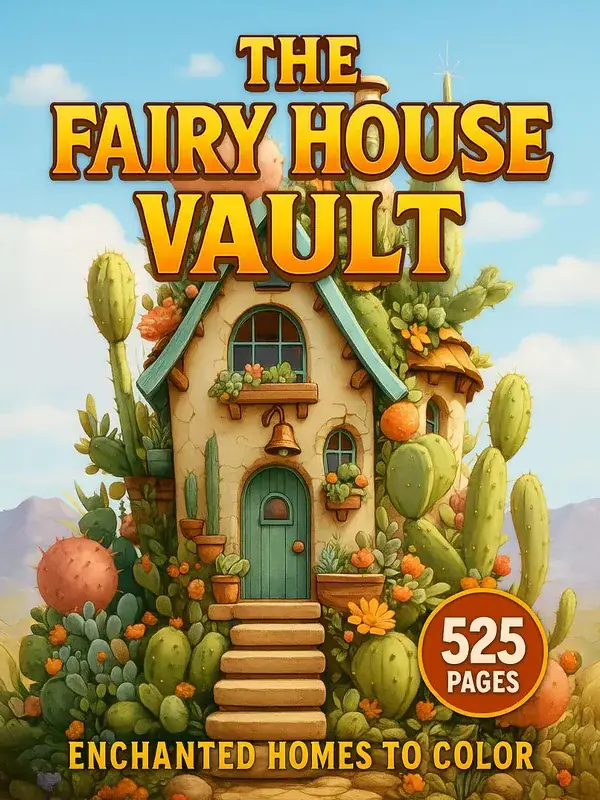 The Fairy House Vault – 525 Enchanted Homes to Color printable coloring book cover