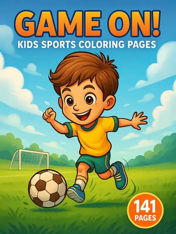 Game On! – 141 Sports & Activities Coloring Pages for Kids printable coloring book cover