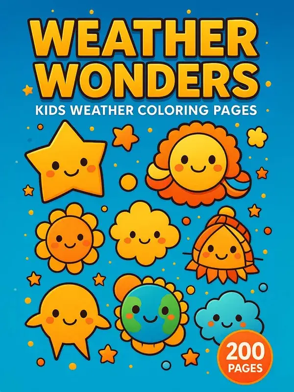 Weather Wonders – 200 Weather & Season-Themed Coloring Pages printable coloring book cover