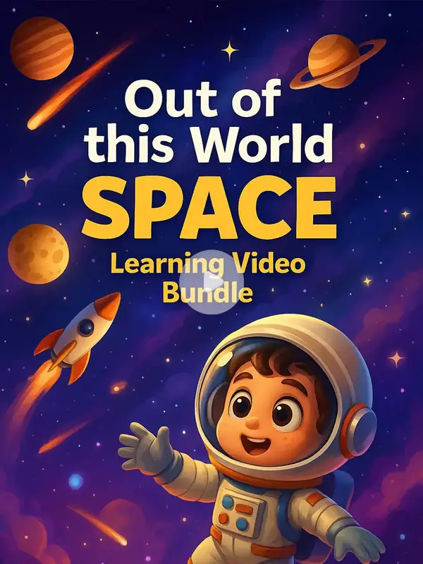 Out of This World Space Learning Video Bundle printable coloring book cover
