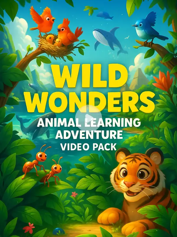 Wild Wonders Animal Learning Adventure Video Pack printable coloring book cover