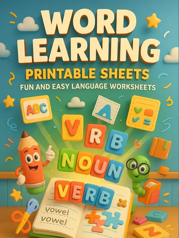 Word Learning Printable Sheets – 59 Fun and Easy Language Worksheets printable coloring book cover