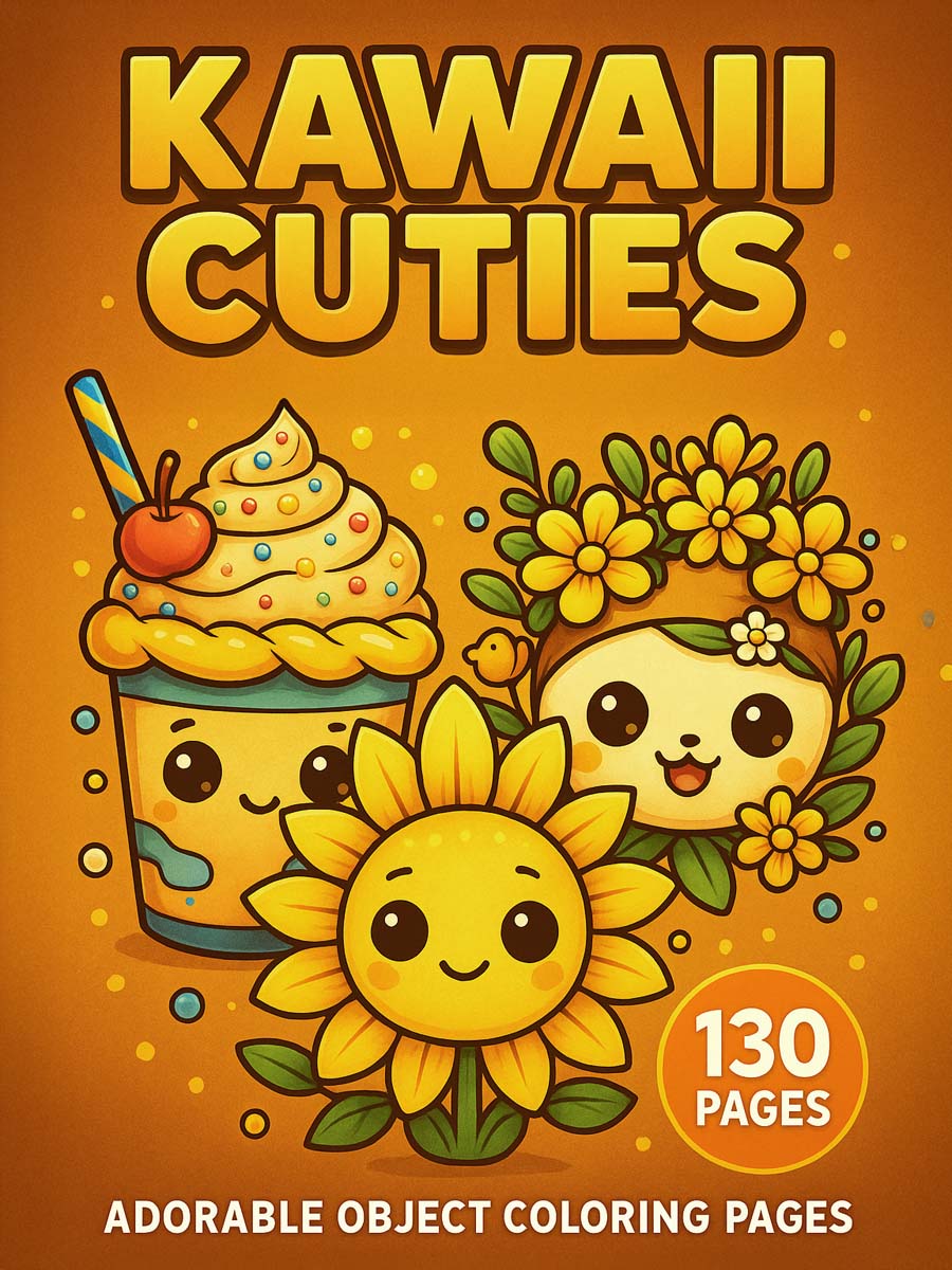 Kawaii Cuties – 130 Adorable Everyday Object Coloring Pages for One Dollar