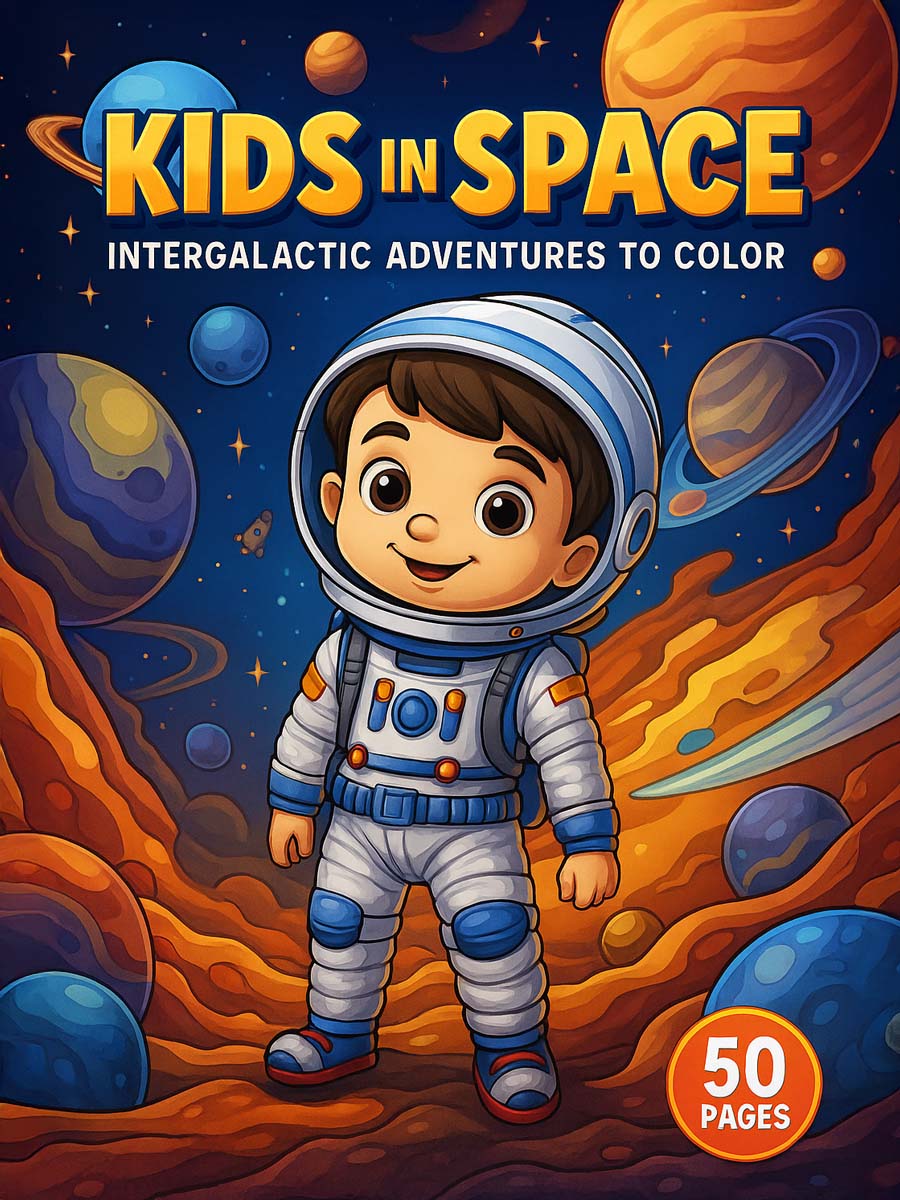 Kids in Space – 50 Intergalactic Adventures to Color for One Dollar