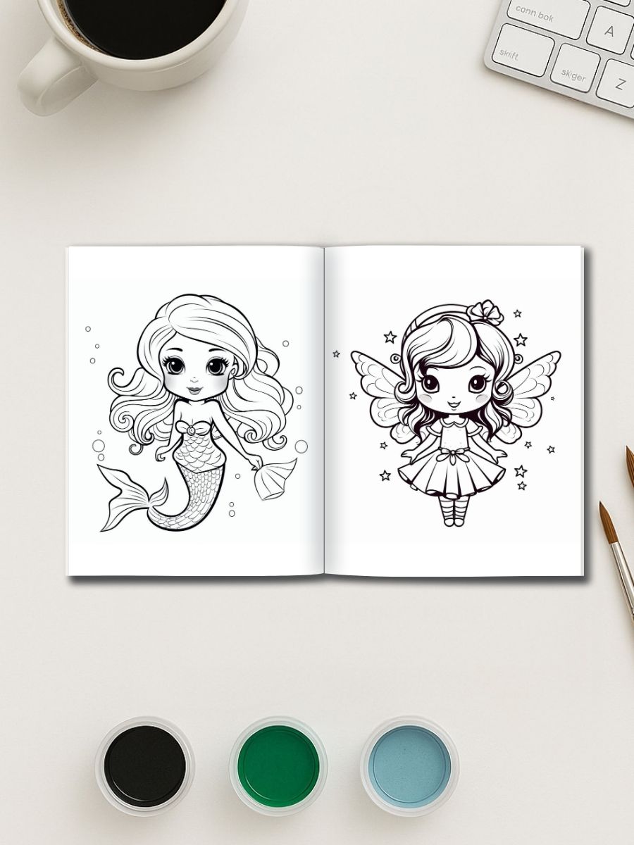 Mermaid Tales & Mythical Friends – 70 Fantasy Story Coloring Pages for One Dollar - Image 2