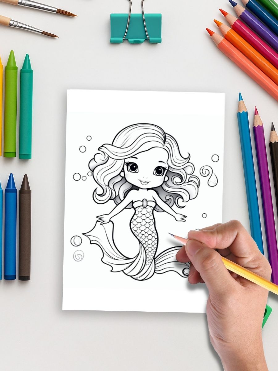 Mermaid Tales & Mythical Friends – 70 Fantasy Story Coloring Pages for One Dollar - Image 4