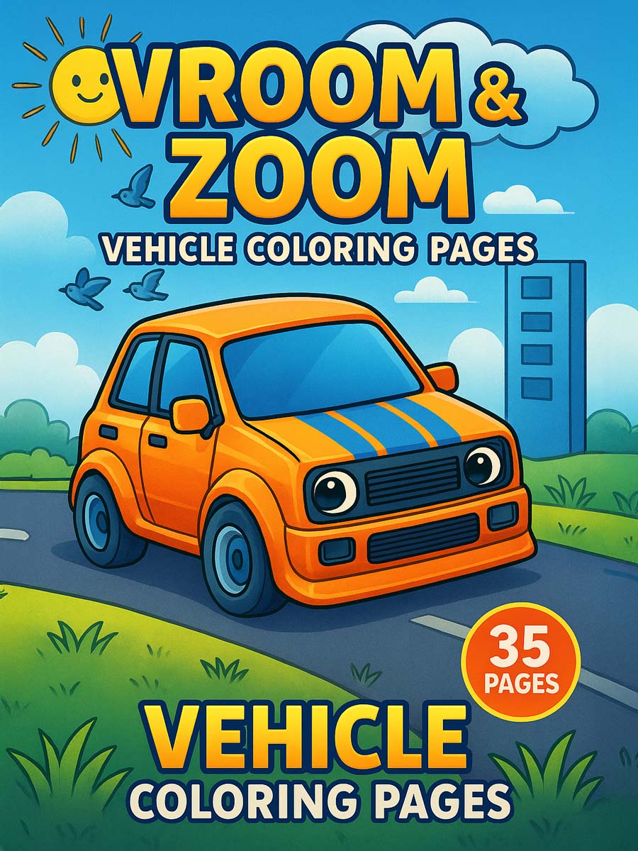 Vroom & Zoom – 35 Vehicle Coloring Pages for One Dollar